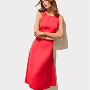 ANN TAYLOR red satin criss cross back halter midi dress, Size 4 Petite, NWT
